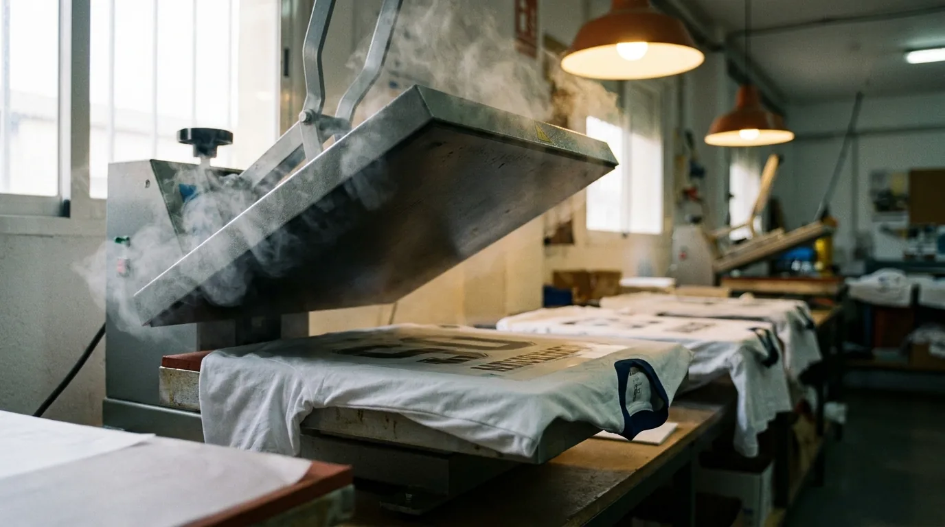 Taller de estampación produciendo dorsales DTF masivos para equipación de club deportivo amateur