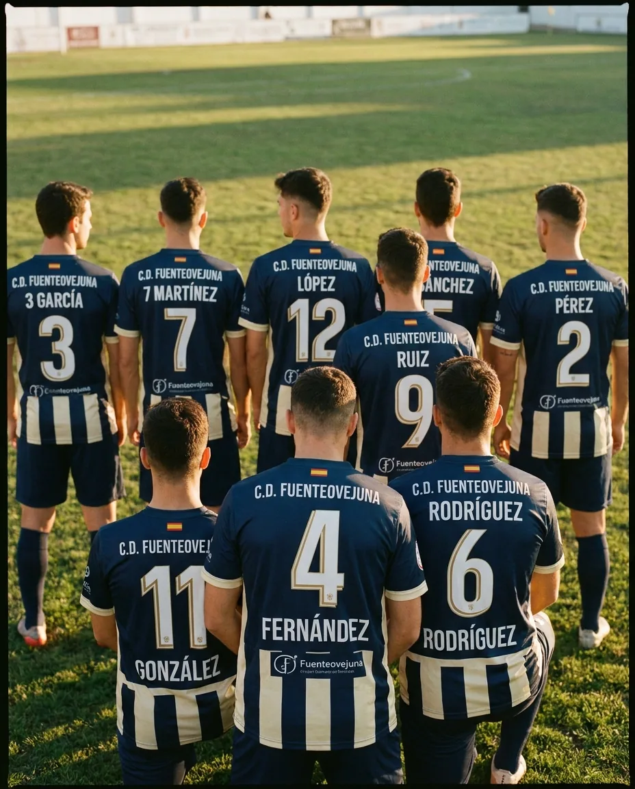 Jugadores de equipo amateur de espaldas en campo mostrando dorsales personalizados con número y apellido DTF